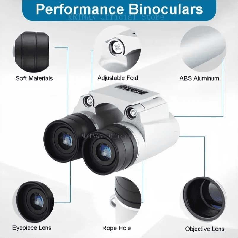 500x25 High Power HD Low Light Level Night Vision Binoculars Portable Travel 5000M Long Range Folding Mini Telescope Optics