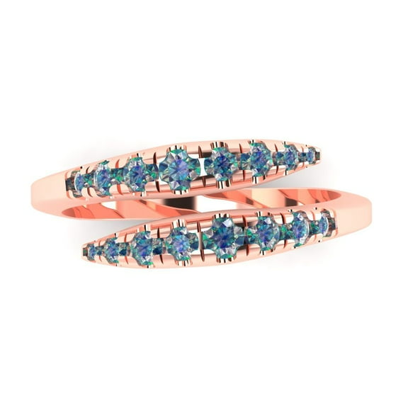 0.235 ctw Wedding Band for Women - 18K Rose Gold Blue Moissanite Stackable Eternity Ring