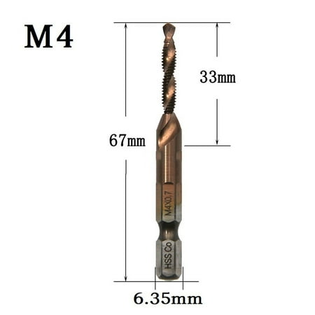 

BAMILL 1PC M3-M10 HSS M35 Tap Drill Bit Hex Screw Thread Bit Screw Machine Compound Tap