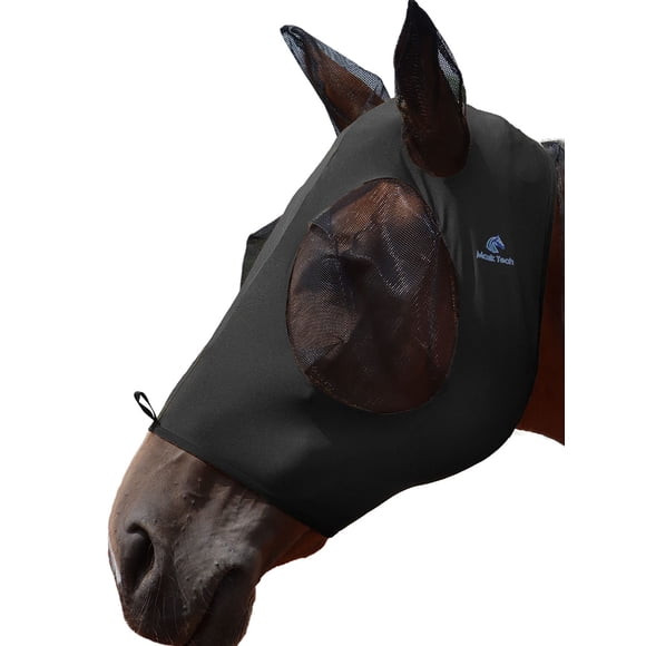 Máscara antimoscas para caballo Mask-Tech, transpirable, protección UV, negra, talla M