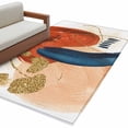 thumbnail image 2 of Area Rug for Living Room, Orange Blue Boho Non-Slip Indoor Large Carpet for Bedroom/Dining Room, Farmhouse Geometric Golden Striped Washable Low-Profile Rectangle Floor Runner Rugs - 4 x 6 Ft, 2 of 7