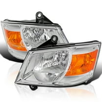 Spec-D Tuning Chrome Headlights Compatible with 2008-2010 Dodge Grand Caravan L R Pair Head Light Lamp Assembly