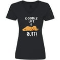 thumbnail image 3 of Inktastic Doodle Life is Ruff Golden Doodle Women's V-Neck T-Shirt, 3 of 5