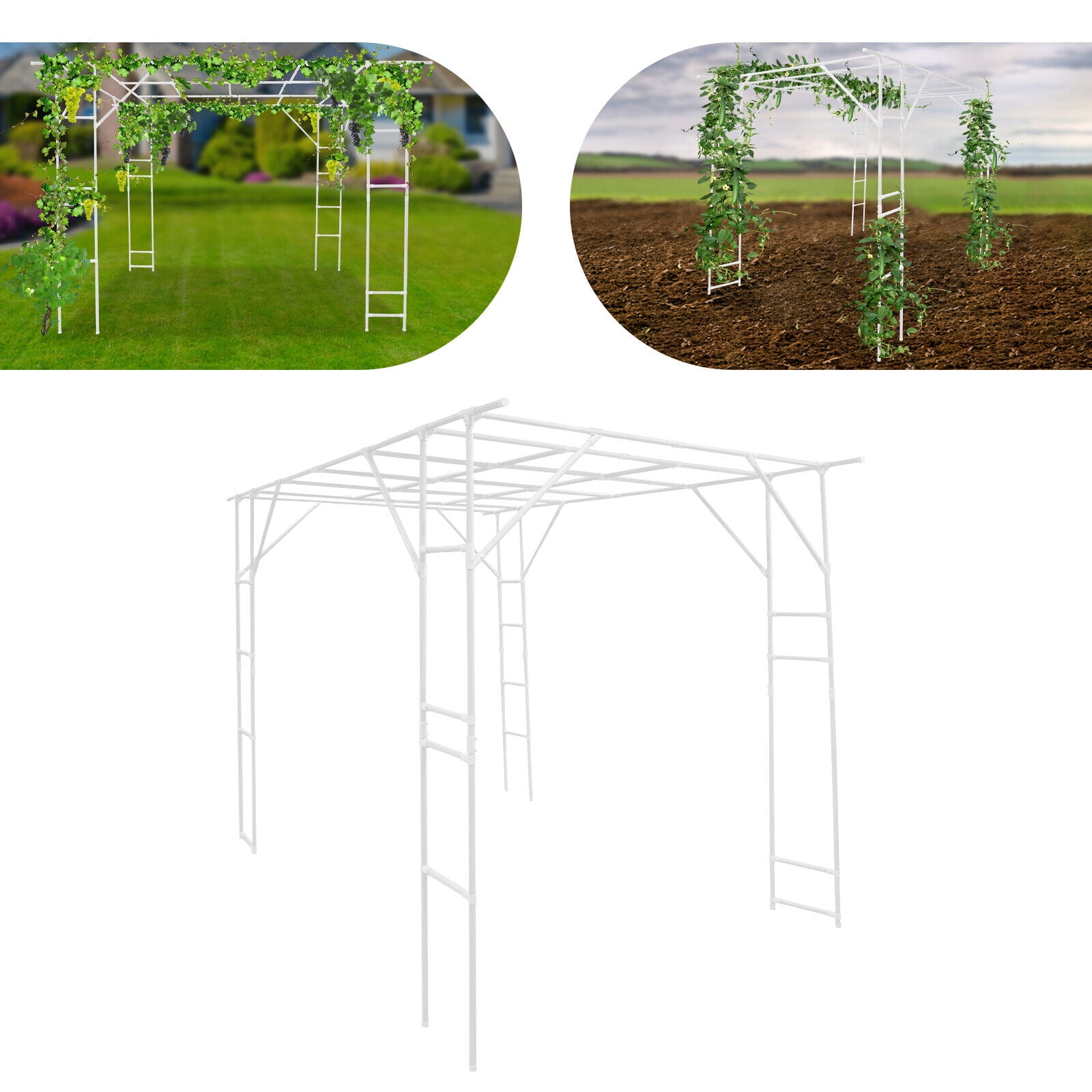 9.8ft White Steel Plant Trellis - Heavy Duty Garden Climbing Stand for Tomatoes, Cucumbers & Vines