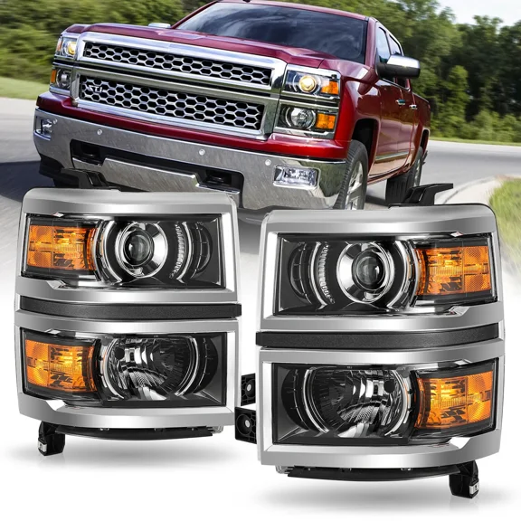 For 2014-2015 Chevy Silverado 1500 Projector Headlights Headlamps LH RH Pairs