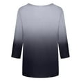 thumbnail image 4 of YANHAIGONG Women 3 / 4 Sleeve Tops Casual Women's Fashion Printed Mid-length 3/4 Sleeves Round Neck Casual Tops T-shirt Womens Tops 3/4 Sleeve, 4 of 5