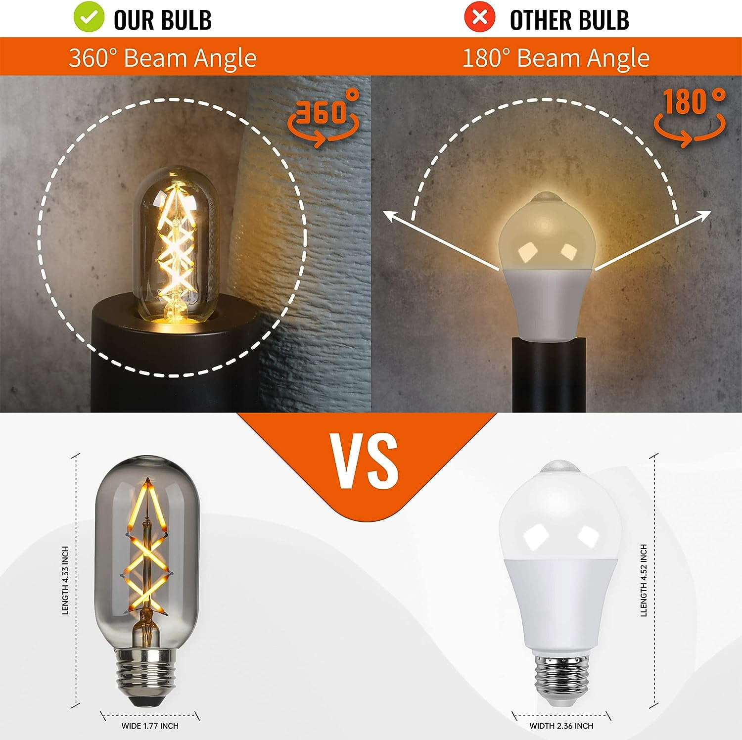 OMED Fishbone LED Filament Dimmable Vintage Edison Light Bulbs, T45/T14 E26 4W Antique Tubular Edison Bulbs 40 Watt Equal, 200LM 2700K SOFE White Spiral Retro Tube Bulbs, Smoke Grey Glass, 6 Pack