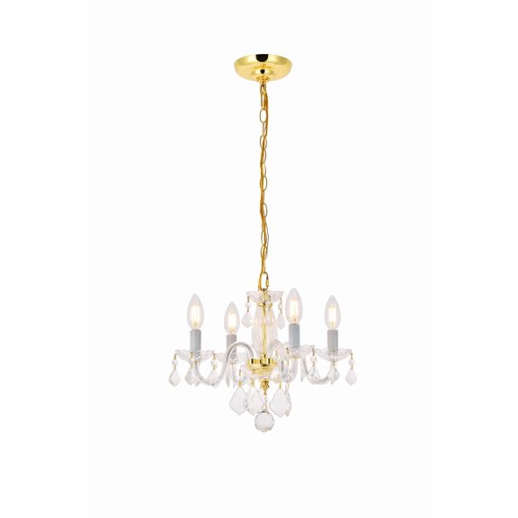 Elegant Furniture and Lighting Rococo 4 light Gold Pendant Clear Royal Cut Crystal