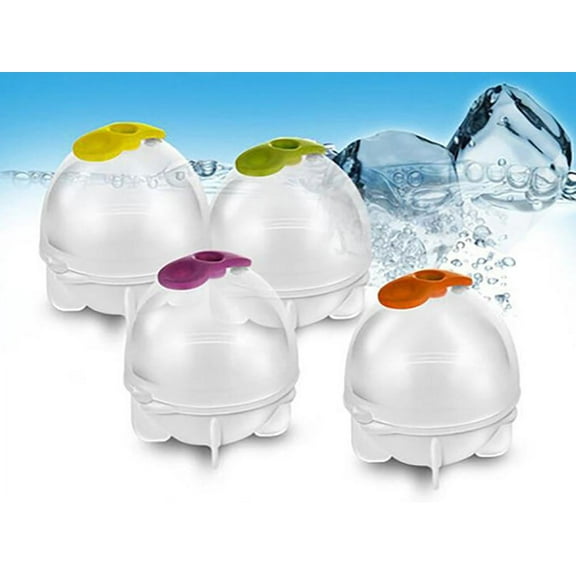 Nkmbld Silicone Ice Mold Tray Round Ice Maker Sphere Molds for Whisky Party Cocktails Set of 4 Gift, BPA-Free