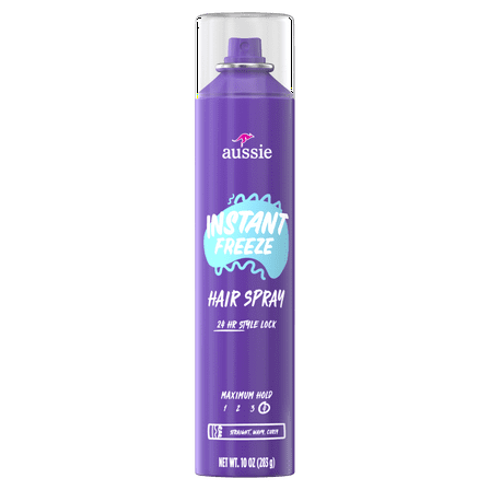 Aussie Instant Freeze Hair Spray for Curly Hair, Straight Hair, and Wavy Hair, 10 oz