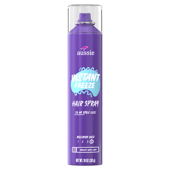 Aussie Instant Freeze Hair Spray for Curly Hair, Straight Hair, and Wavy Hair, 10 oz