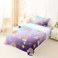 thumbnail image 3 of Manfei Kawaii Rainbow Twin Sheets, Bling Stars Galaxy Print Bedding, Blue Purple, 3-Piece, 1 Flat Sheet, 1 Fitted Sheet and 1 Pillowcase, 3 of 6