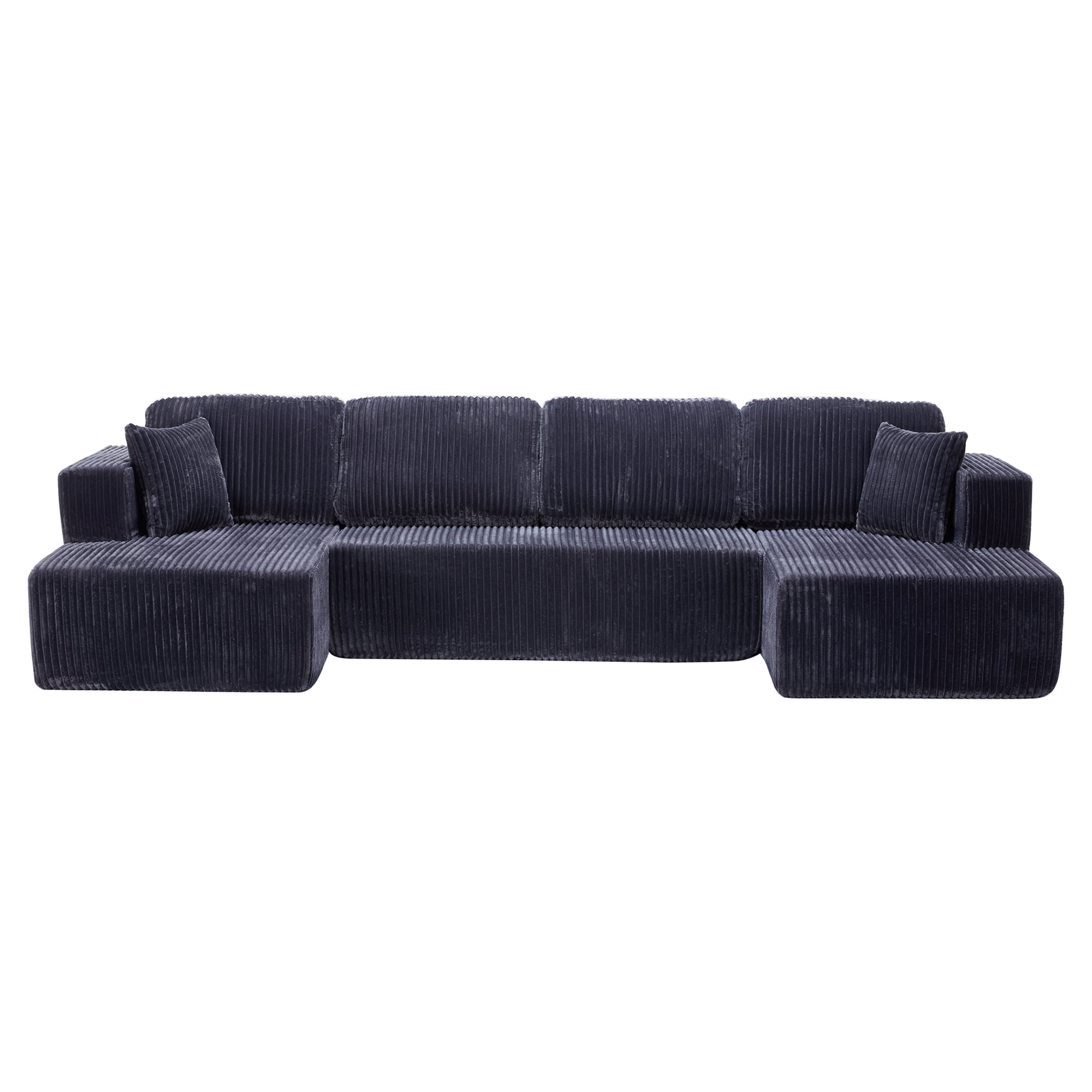 Leumius 130" Oversized Cloud Boneless Sofa Couch with Chaise, ,U Shaped Modular Sectional Sofa with Deep Seat for Living Room,No Assembly Required,Dark Gray