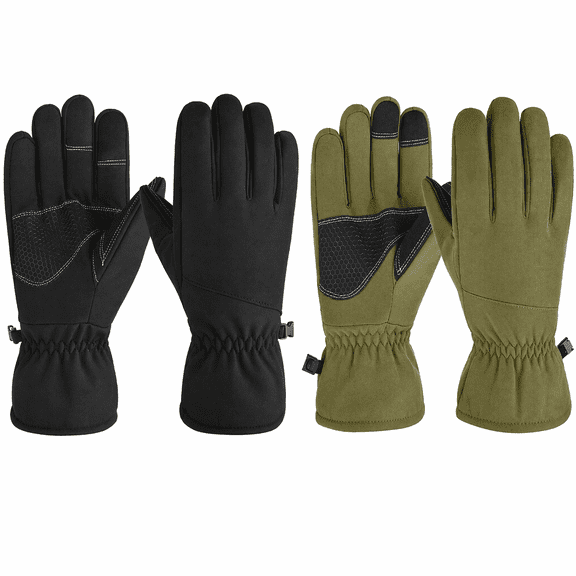 2-Pack Winter Waterproof Warm Gloves , Touchscreen Non-Slip Thermal Gloves With Fleece Lining, Windproof Water Resistant For Outdoor Sports.