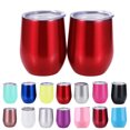 thumbnail image 2 of Coofit 2 Pcs Verres à Vin en Acier Inoxydable Isolés Verres à Bière avec Couvercle, 2 of 10