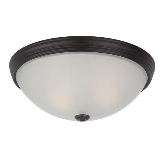 Savoy House 13" Flush Mount White Glass in English Bronze