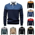 thumbnail image 2 of ZCFZJW Mens Preppy Sweatshirt Color Block Casual Long Sleeve Slim Fit Atheltic Golf Tees Shirt Lightweight Comfy Pullover Tops Autumn Sweatshirts With Collar Gray XXL, 2 of 10
