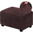 thumbnail image 4 of SHAR (Dark Brown) Stretch Ottoman Covers Velvet Ottoman Cover Rectangle Footstool Cover Footstool Cover, 4 of 5