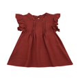 thumbnail image 2 of Robes de Princesse Unies pour Tout-Petites Filles, Douces, à Volants, Col Ras du Cou, Sans Manches, Robe d'Été, Vêtements Décontractés, 2 of 6
