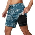 thumbnail image 1 of Sunyuer Men's Swim Trunks with Compression Liner 2-in-1 Drawstring Swimming Shorts Quick Dry Beach Board Shorts with Pockets, Anchor Wheel Compass Lighthouse, XL, 1 of 8