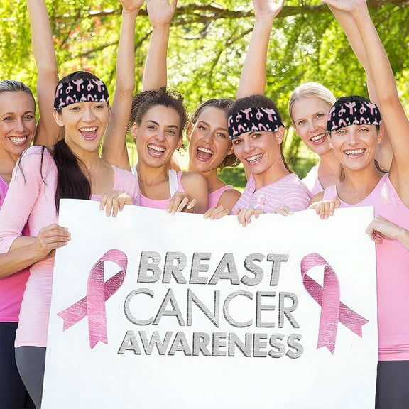 Usloyux Under $5 Headband for Women,Breast Cancer Breathable Elastic Wide Pink Ribbon Twisted Hair Band,Breast Cancer Awareness Month Accessories Gifts for Girls Workout Running Sport