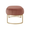 thumbnail image 5 of Nicole Miller Ridge Velvet Bench Upholstered Side Channel Tufted Matte Finish Metal Base, Blush/Gold, 5 of 10