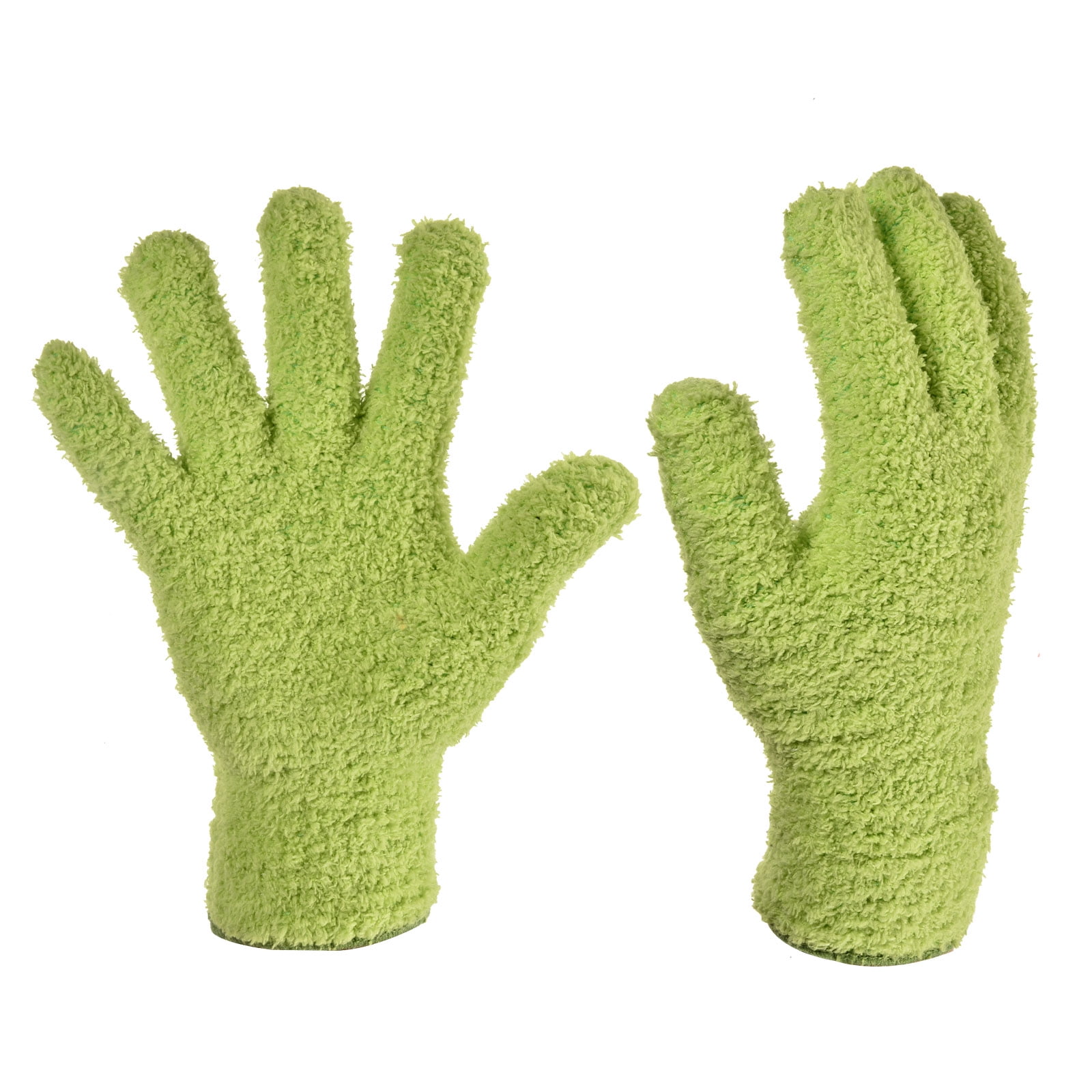 Unique Bargains Dusting Cleaning Gloves Microfiber Mittens Set Green