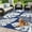 Dark blue/white, variant on Danolapsi Large Outdoor Rug,8*12ft Waterproof Plastic Straw Rug, Modern Tropics Palm Leaves Camping Rug for Patio, Reversible Mat for Outside Patio RV Porch Deck Balcony
