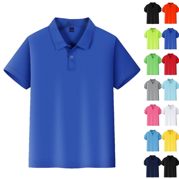 Boys School Uniform Pique Polo Shirts Quick Dry Active Breathable Performance Fabric Shirt Fashion Pullover Tshirts Clothes,Royal Blue,7-8 Years