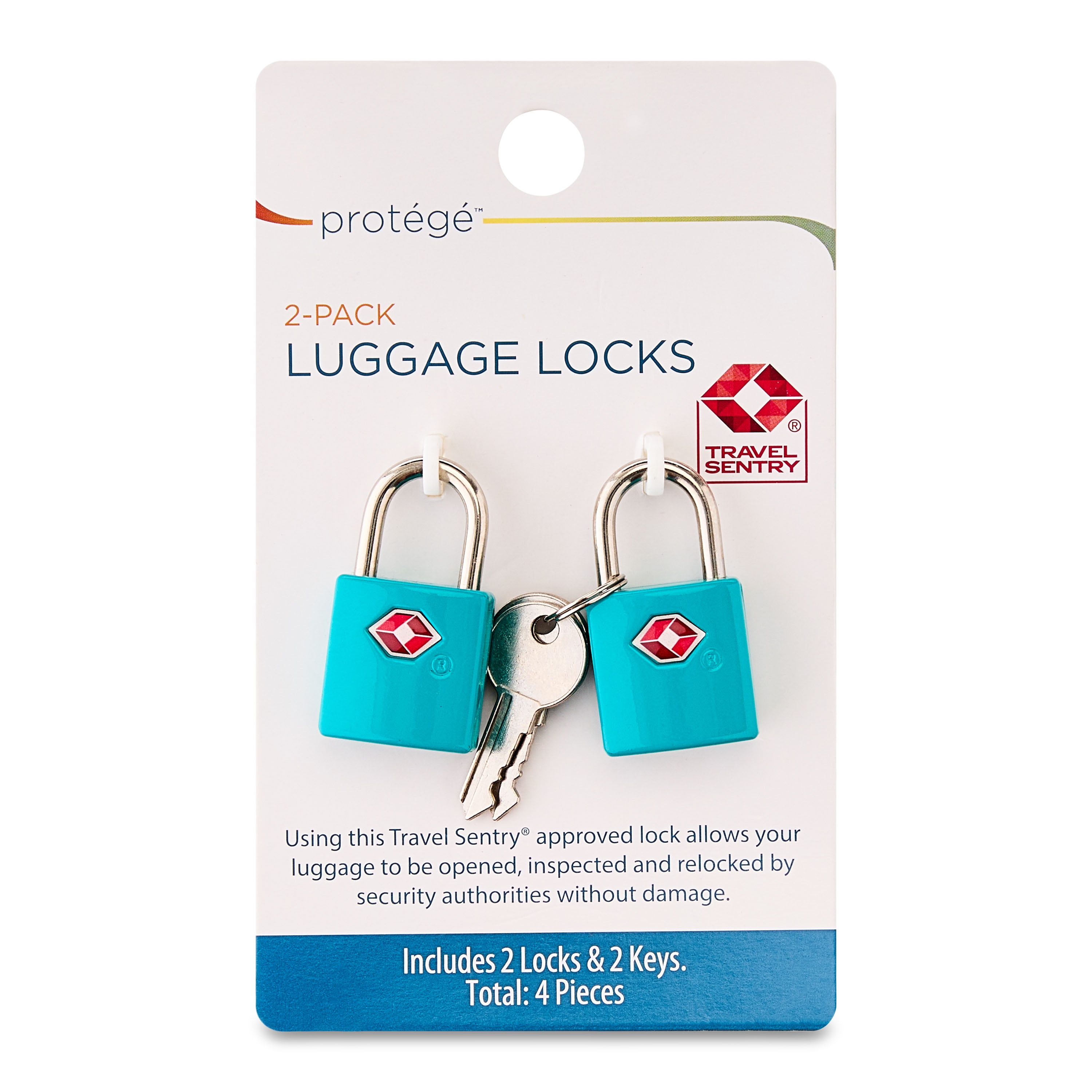 (3 pack) Protégé Key Luggage Lock Set of 2 in Blue Atoll