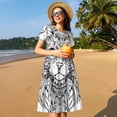 thumbnail image 4 of Lsque Intricate Cat Mandala Print Women's Casual Dress T-Shirt Summer Short Sleeve Scoop Neck Swing Dresses, 4 of 6