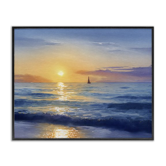 Stupell Industries Sails To The Sun At Sea Black Framed Giclee Art, design by Franklyn Gregory
