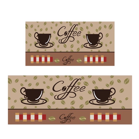 Anti Fatigue Kitchen Rug Non-Slip Waterproof Kitchen Mat Waterproof Stain Resistant Doormat Carpet Coffee (Not a suit)