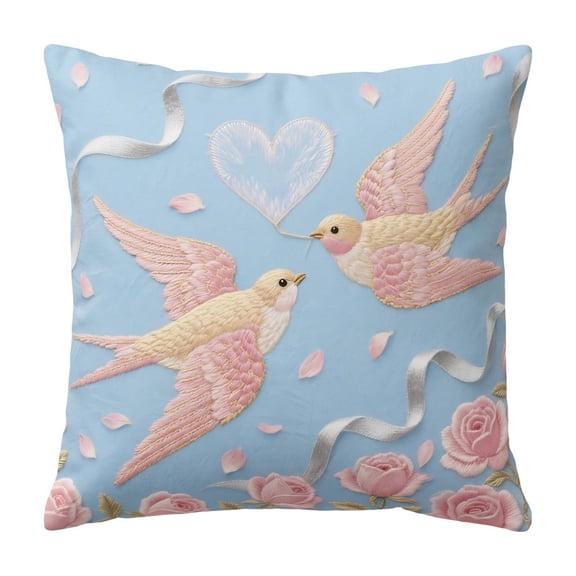 geerera Valentines Day Heart Pattern Pillow Cover, 18x18 Inch Decorative Square Throw Pillowcase for Sofa and Bed, Festive Living Room Decor, Seasonal Home Accent, Holiday Ambiance