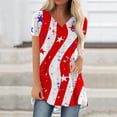 thumbnail image 2 of OAVQHLG3B 4th of July Outfits for Women American Flag T Shirt V Neck Patriotic Shirts Printing Short Sleeve Tops, 2 of 6