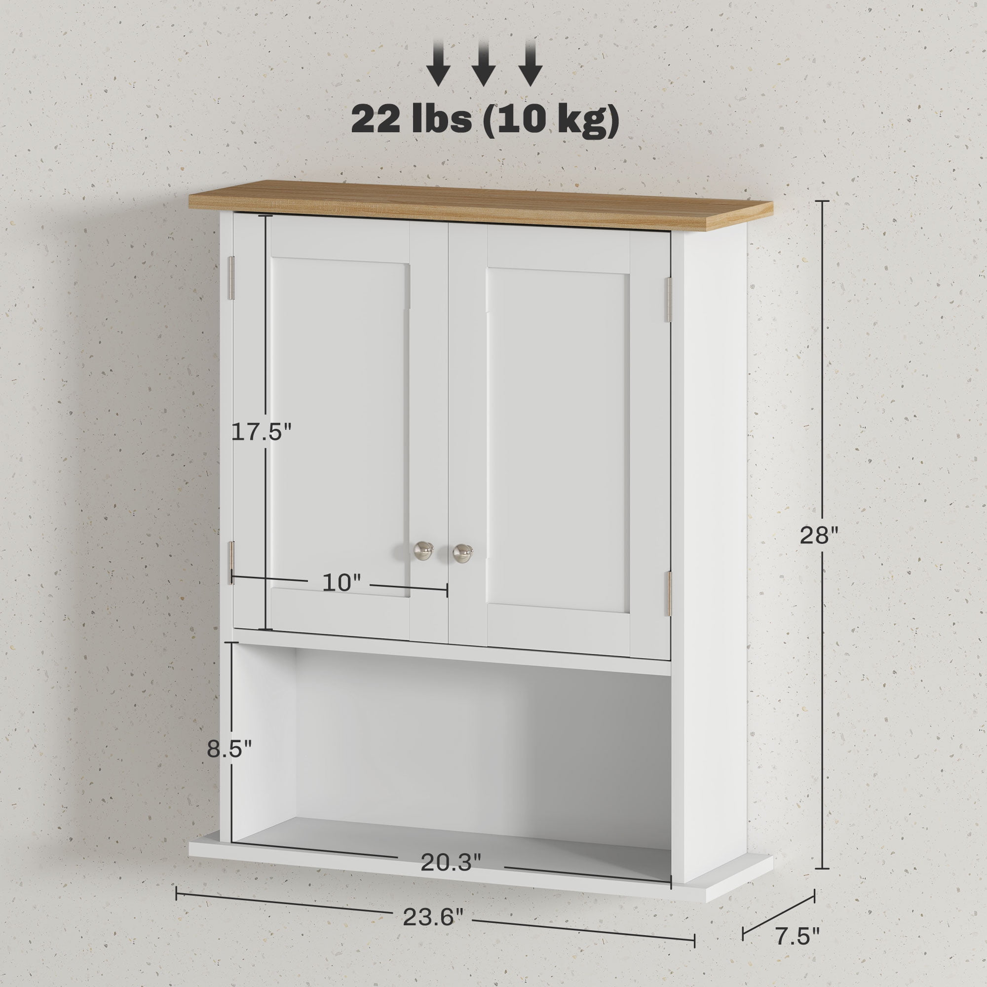 HOMCOM Over the Toilet Bathroom Wall Cabinet, Modern Bathroom Cabinet Wall Mounted Medicine Cabinet with 2 Doors, Adjustable Shelf, White