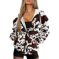 thumbnail image 4 of SCRAWLGOD Cow Print Plus Size S Zipper Hoodies for Women Oversized Sweatshirt Graphic Long Sleeve Women Outfits Casual Work Soft Ladies Hoodies Zip Front, 4 of 7