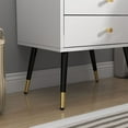 thumbnail image 6 of Xiweot Nightstand White Dresser with 2 Drawers, Vertical Storage Tower Fabric Dresser for Bedroom, Hallway, Entryway, Nursery, Closet Organizer, Bedside Table Furniture, Sturdy Steel Frame, Wood Top, 6 of 7