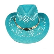 Turquoise Blue Teal Paper Straw COWBOY HAT WOMEN WESTERN Cowgirl Turqoise