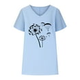 thumbnail image 4 of YHAJDS Women's Tops Short Sleeve Short Sleeve Shirts for Women V Neck Print Shirt Comfortable Casual Blouse Tee, 4 of 5