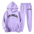 thumbnail image 3 of Aihuaihua Mens Graphic Sweatsuits Los Angeles Hoodies and Sweatpants 2 Piece Set Long Sleeve Track Suits Casual Workout Jogging Suits Light Purple L, 3 of 5