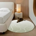 thumbnail image 3 of Round Rugs 3 Ft, Sage Green Geometric Non Slip Area Rugs for Kitchen Bedroom Entryway, Modern White Stripe Distortion Art Washable Carpet Runner Rug Floor Mats for Bedroom Home Decor, 3 of 9