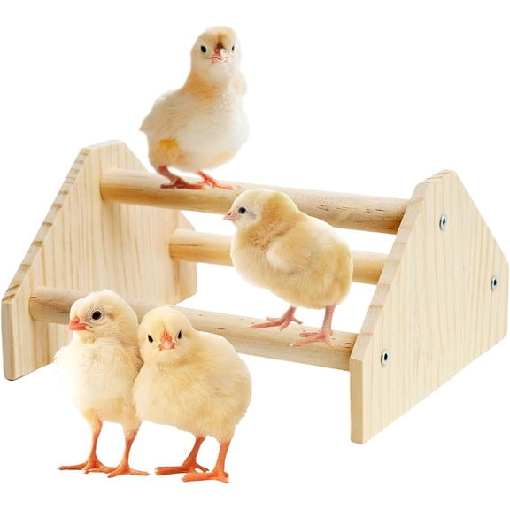 Duslogis Wooden Chick Perch, Chick Stand Training Perch, Wood Chicken Roosting Bar for Entertainment, Chick Jungle Gym Perch Toy for Coop & Brooder, 7.9 x 6.9 x 4.14’’