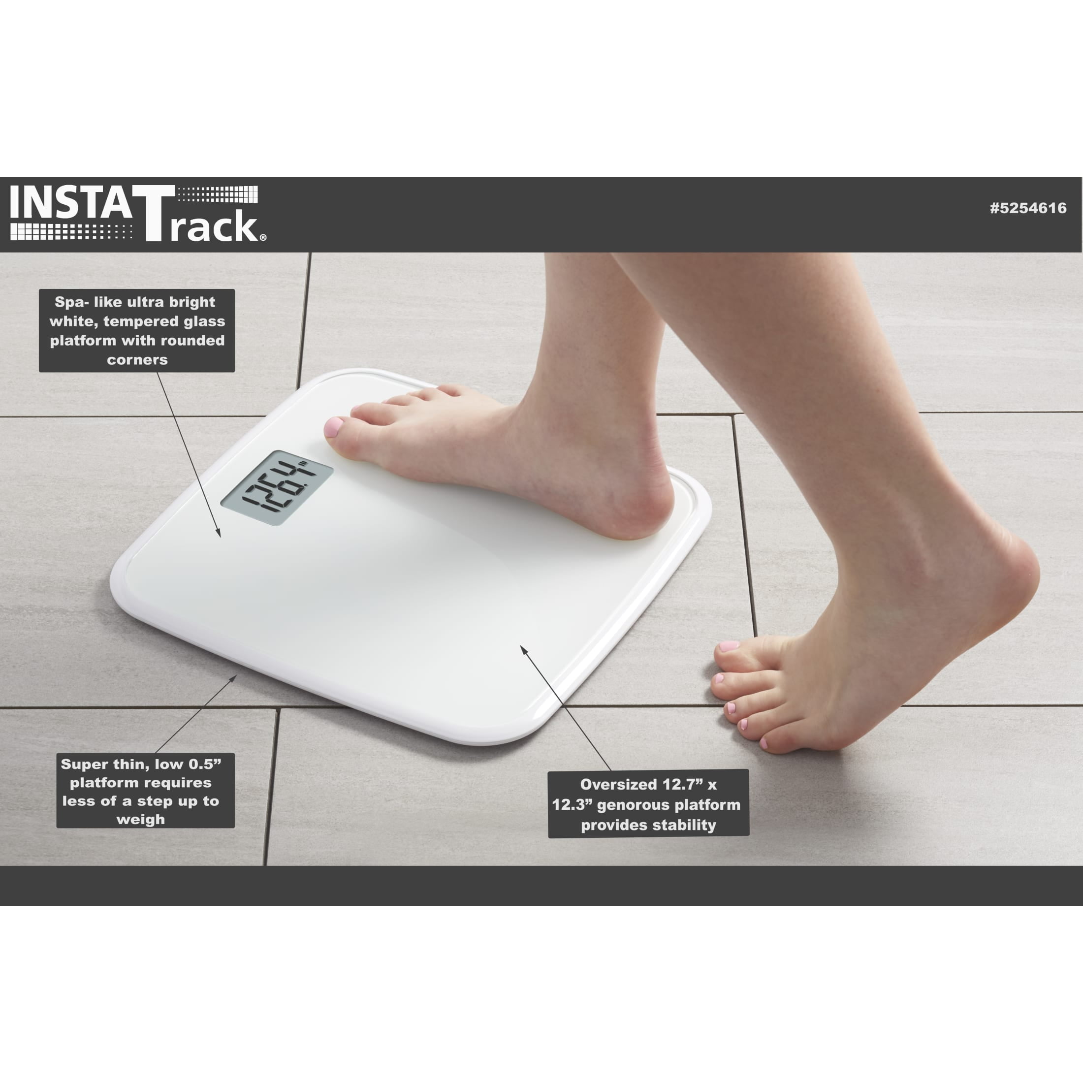Instatrack Digital Glass Scale Super Thin, White