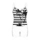 thumbnail image 5 of Traje de baño de 2 piezas para mujer, trajes de baño para mujer, conjunto de traje de baño informal de color liso extragrande con top dividido y relleno en el pecho para mujer, blusa de poliéster para, 5 of 6