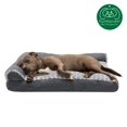 thumbnail image 3 of FurHaven Pet Products Two-Tone Faux Fur & Suede Pillow Deluxe Chaise Lounge Pet Bed for Dogs & Cats - Stone Gray, Large, 3 of 9