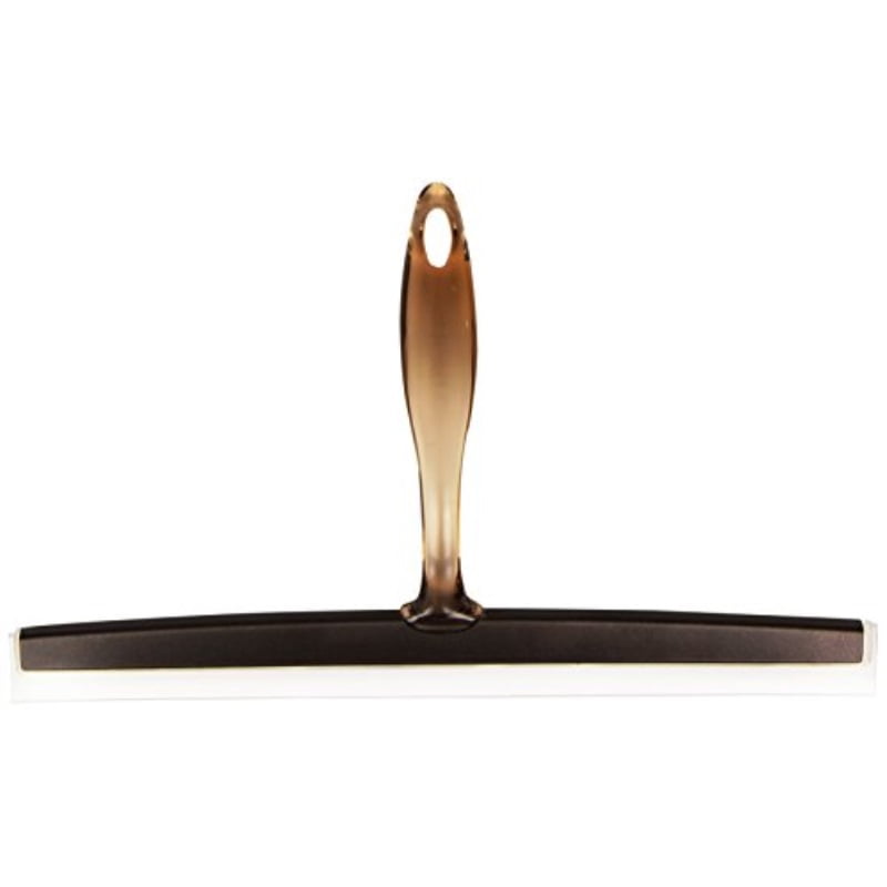 InterDesign Zia Bathroom Shower Door, Window Mirror Squeegee Suction Storage Hook 12", Amber