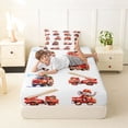 thumbnail image 4 of Castle Fairy Watercolor Fire Truck Twin Sheet Sets 3pcs for Teens, Animal Driver Print Bedding for Toddler Bedroom, Red White, 4 of 6