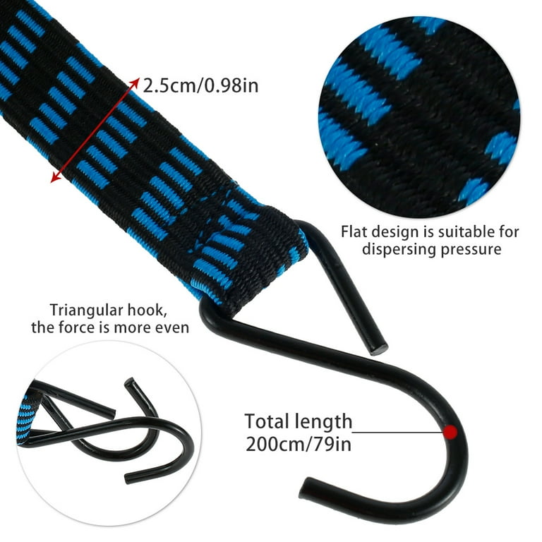 EUWBSSR Bungee Cords 5 Pack 80 in Heavy Duty Rubber Bungee Cord Straps With Hooks Flat Elastic Long Bungee Straps For Camping