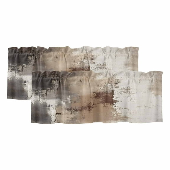 2 Pack Brown Vintage Valance for Window Watercolor Abstract Art Kitchen Valance Rod Pocket Short Curtain Topper Decorative Window Treatment for Living Room Bedroom 42"x18"